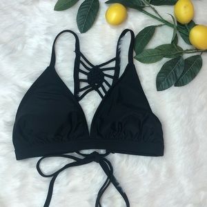 Black, triangle, halter-back, string bikini top